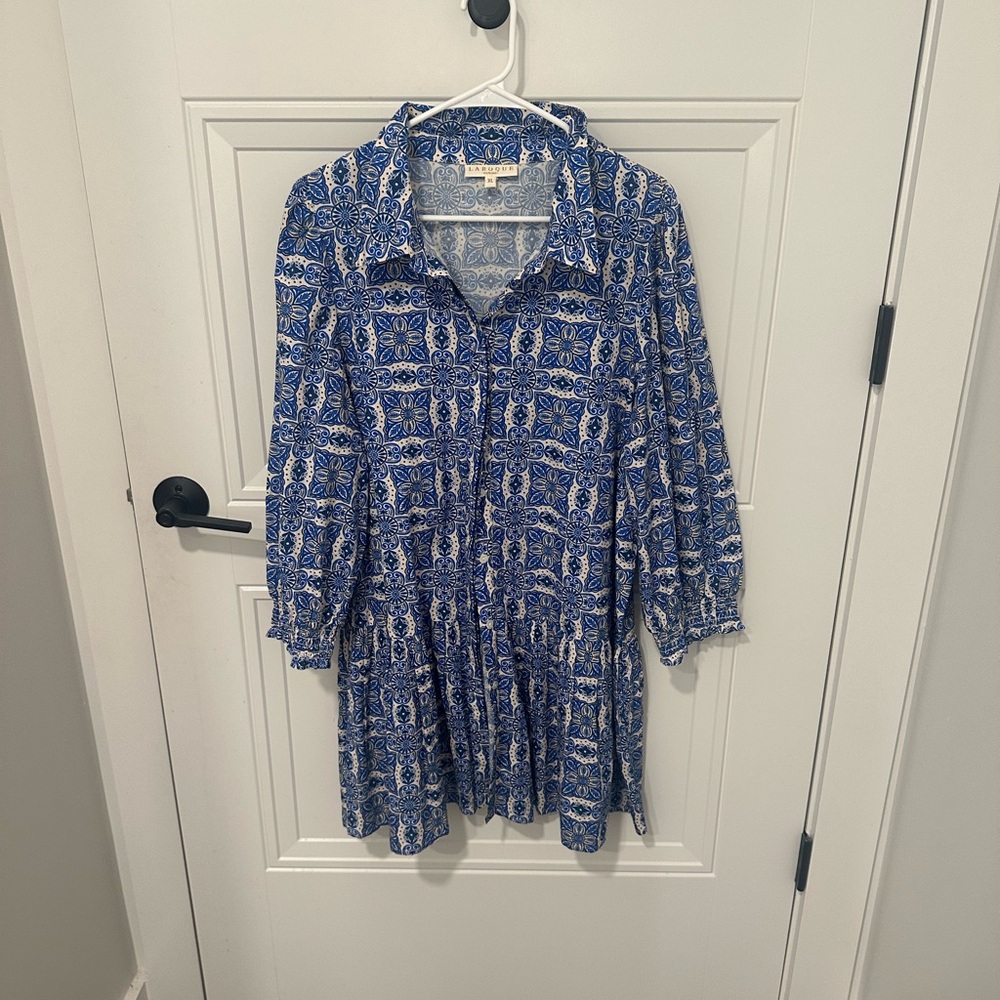 LAROQUE Blue and White Patterned Dress